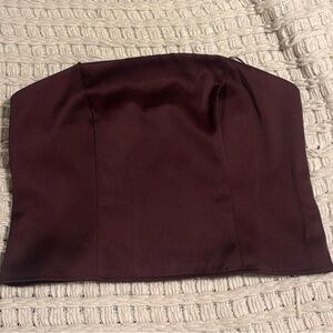 NWT Burgundy Strapless Crop Top